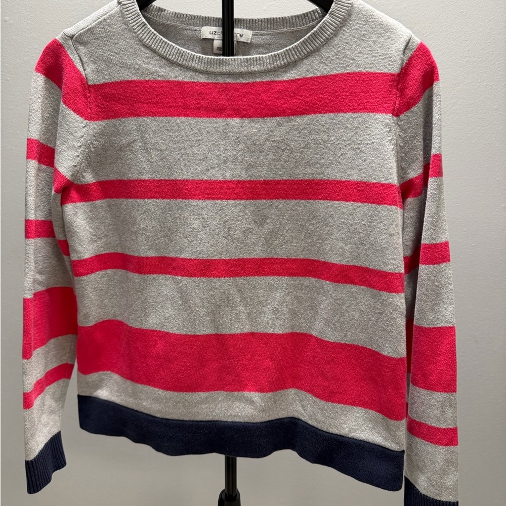 Liz Claiborne Gray and Pink Striped Sweater